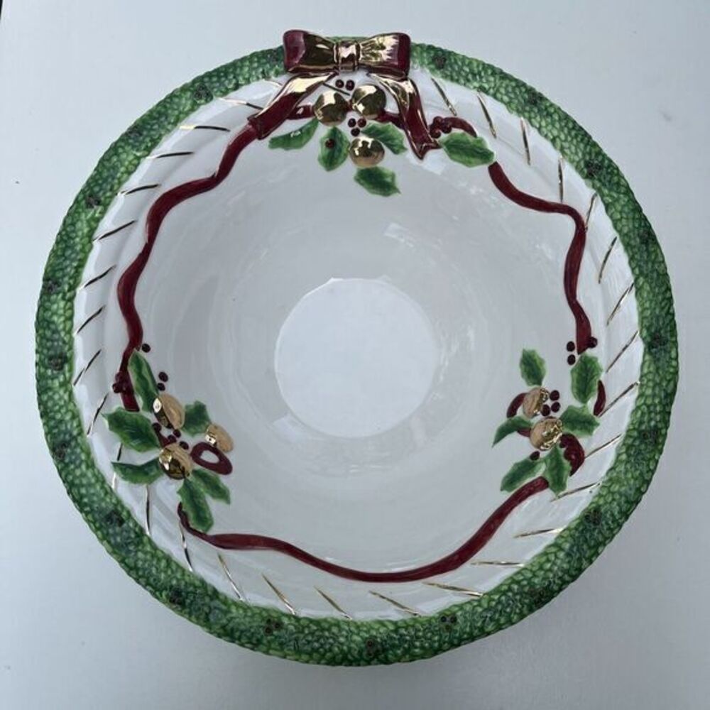 RETIRED Charter Club China WINTER GARLAND Christmas Centerpiece Serving Bowl‎ 14